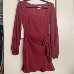 Princess Polly long sleeve maroon mini dress
